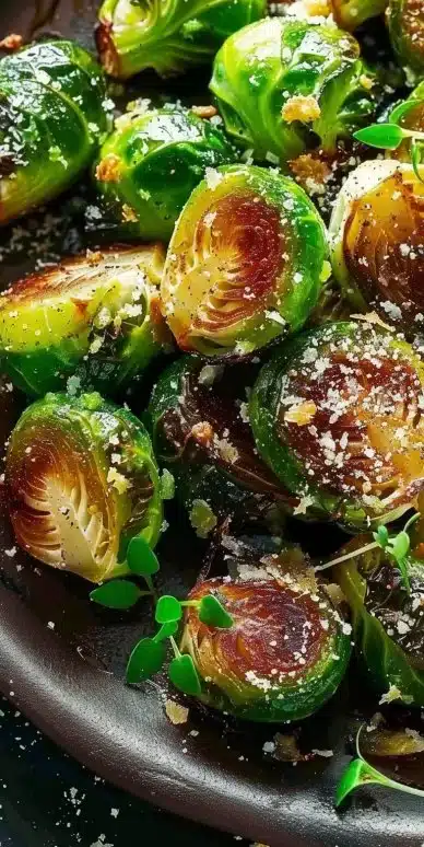 Choux de Bruxelles rôtis à l'ail et au parmesan