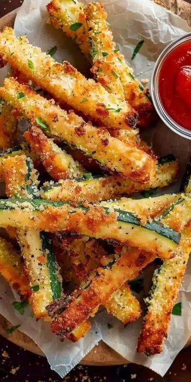 Frites de zucchini croustillantes préparées dans une friteuse à air