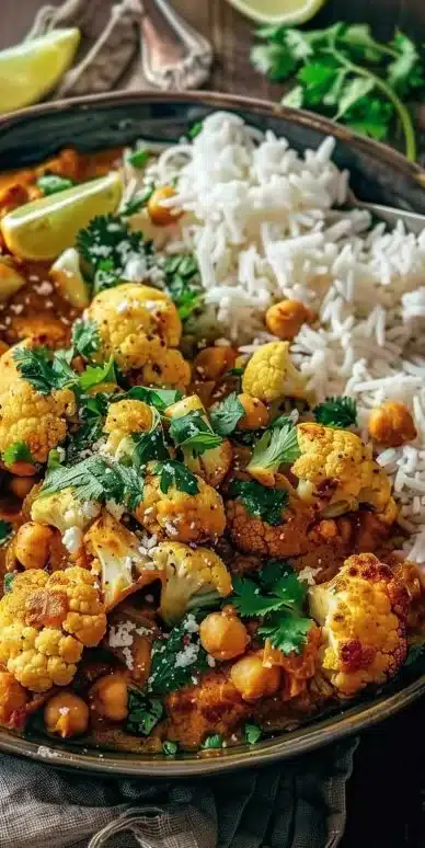 Curry de chou-fleur et pois chiches au lait de coco vegan