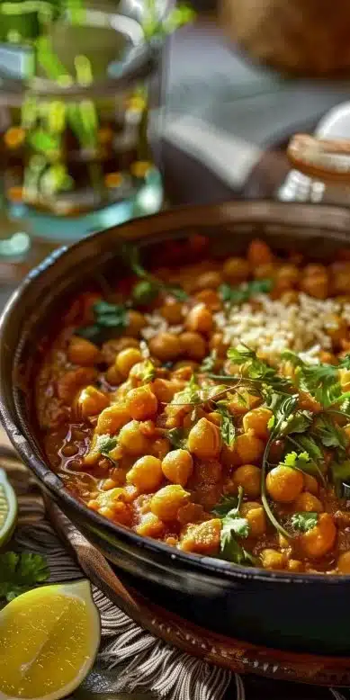 Curry de pois chiches savoureux servi dans un bol