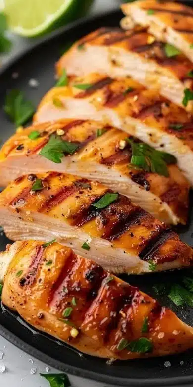 Filet de poulet croustillant préparé dans un airfryer.