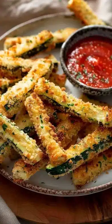 Courgettes frites en pâte saine, croustillantes et savoureuses.