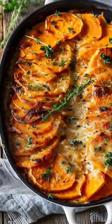 Gratin de patates douces au lait de coco