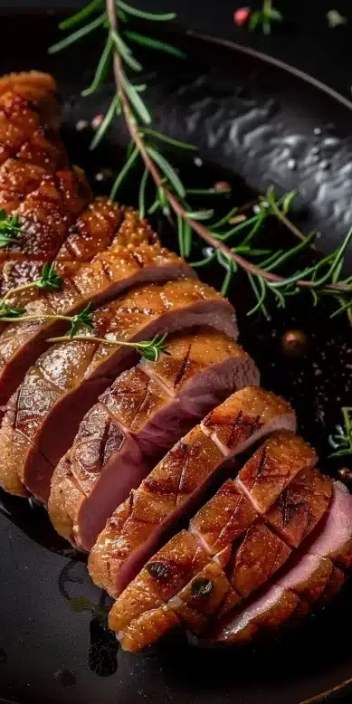Magret de canard cuit à l'air fryer, croustillant et savoureux