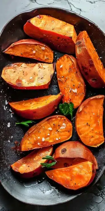 Patates douces rôties au four avec épices et herbes aromatiques