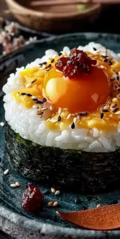 Bol de Tamago kake gohan préparé avec riz et œufs crus japonais