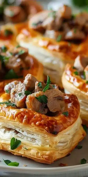 Feuilletés croustillants à la saucisse cuits dans un airfryer