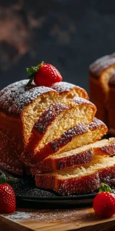 Gâteau Quatre-Quarts cuit au Air Fryer sur une assiette