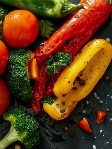 Légumes croustillants cuits dans un Air Fryer, recette rapide et savoureuse.