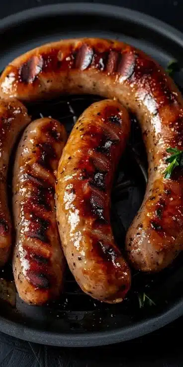 Merguez cuisinées dans un air fryer, un plat savoureux et rapide à préparer.