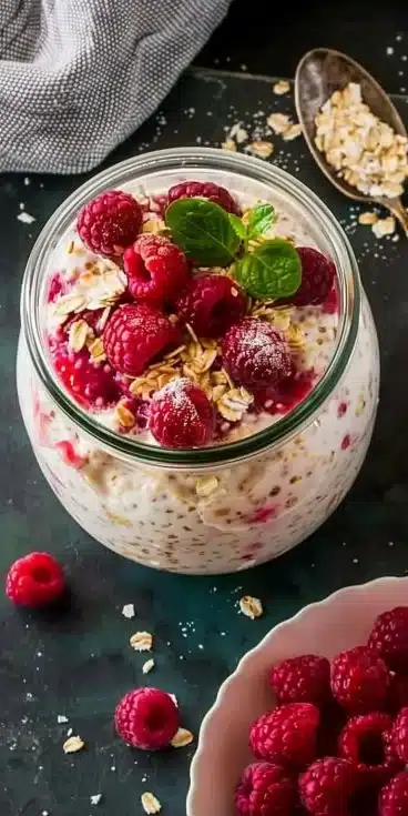 Recette d'overnight oats à la framboise pour un petit-déjeuner sain