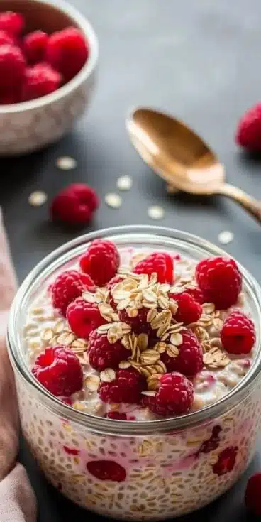 Recette Overnight Oats Framboise : Petit-déjeuner Healthy