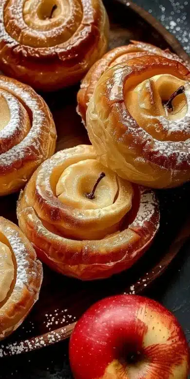 Roulés feuilletés aux pommes préparés en 10 minutes, dessert facile et rapide