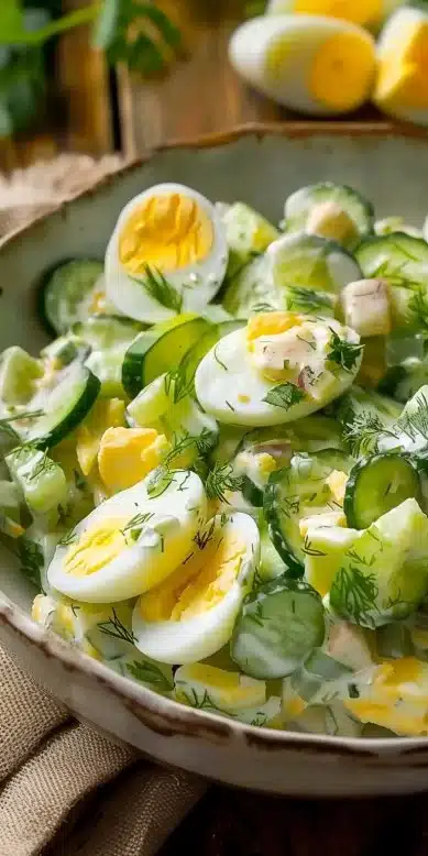 Salade de concombre aux œufs durs