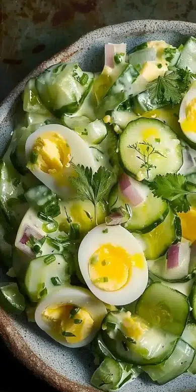 Salade de concombre aux œufs durs