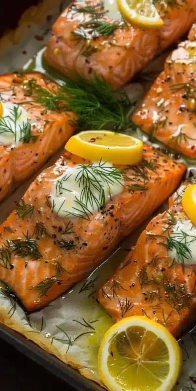 Saumon au four avec marinade citron aneth, plat savoureux et sain