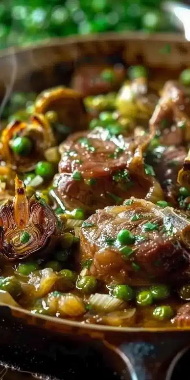 Tajine de veau aux artichauts et petits pois