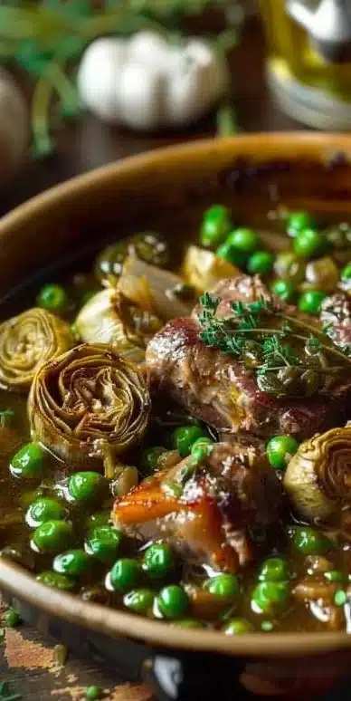 Tajine de veau aux artichauts et petits pois