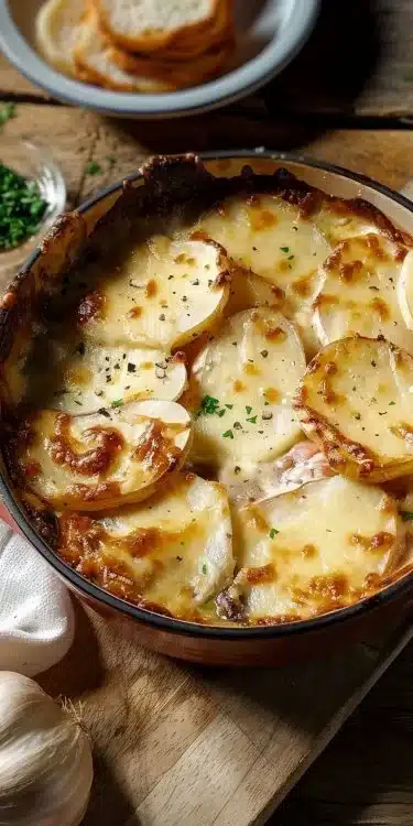 Tartiflette savoyarde avec fromage, pommes de terre et lardons