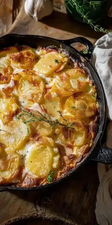 Plat de Tartiflette Traditionnelle avec pommes de terre, reblochon et lardons