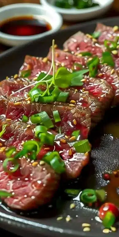Tataki de Bœuf Mariné aux Saveurs Asiatiques