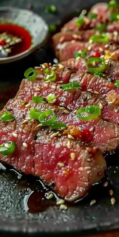 Tataki de Bœuf Mariné aux Saveurs Asiatiques