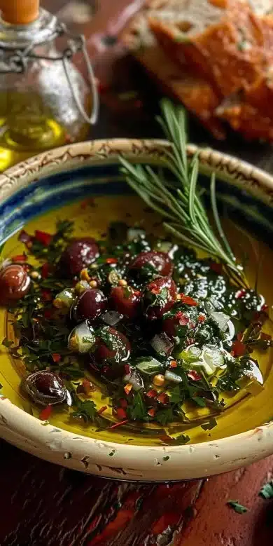 Trempette et marinade à l'huile d'olive italienne