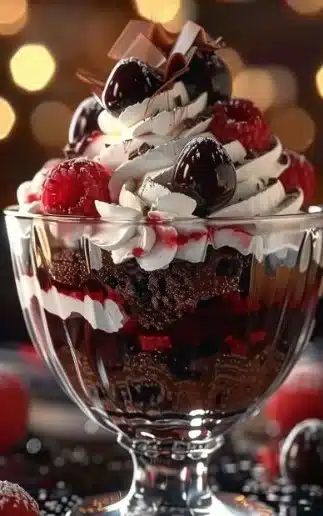 Trifle dessert de la Forêt-Noire festive