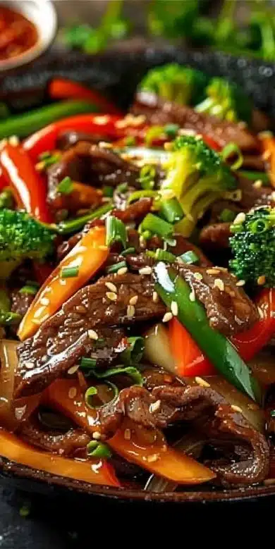 Wok de Boeuf aux Légumes Croquants dans une cuisine asiatique