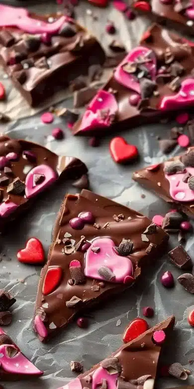 Bark au chocolat de Saint-Valentin