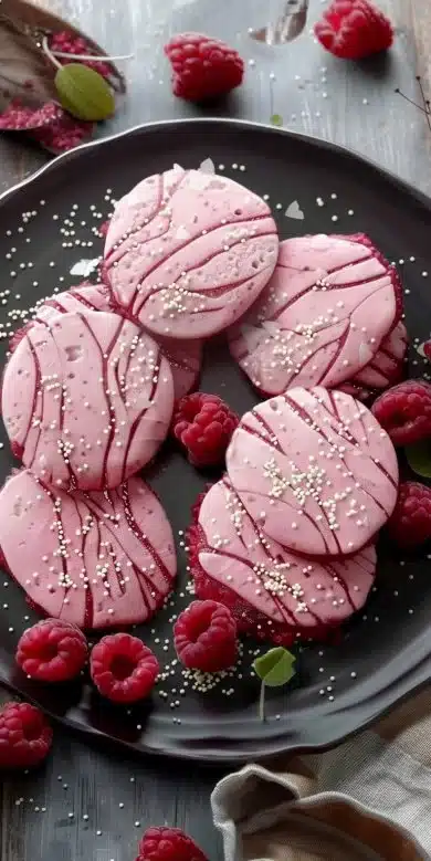 Biscuits au sucre et framboises