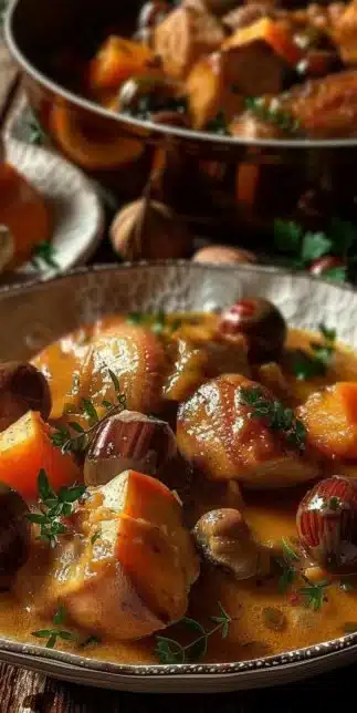 Blanquette de dinde aux châtaignes et à la citrouille