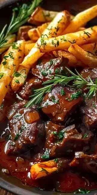 Carbonade Flamande avec des frites simples