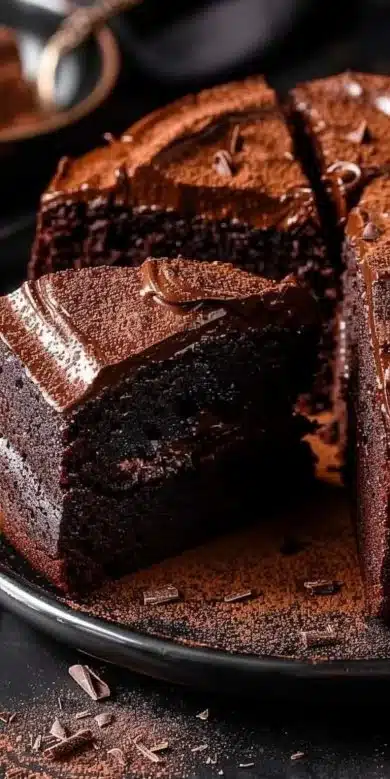 Gâteau au chocolat cuit dans une friteuse à air, moelleux et appétissant.