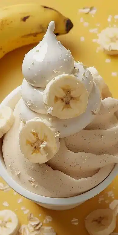 Bol de crème glacée banane délicieuse et crémeuse