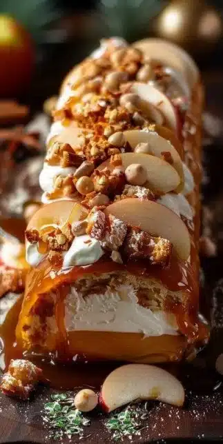 Gourmet Log with Salted Caramel, Caramelized Apples, and Speculoos