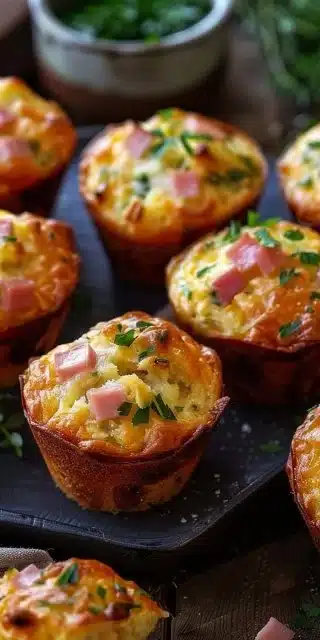 Muffins au jambon et fromage, moelleux et savoureux