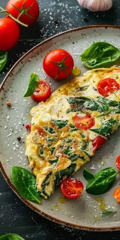 Omelette épinards et tomates